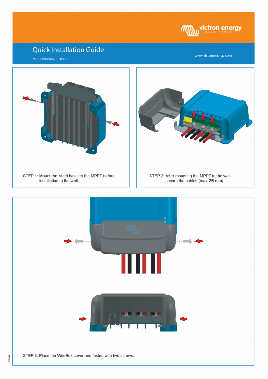 Pagina 1-Ghid de instalare rapida pentru accesorii panouri fotovoltaice - MPPT-WireBox-S-100_15 Victron...