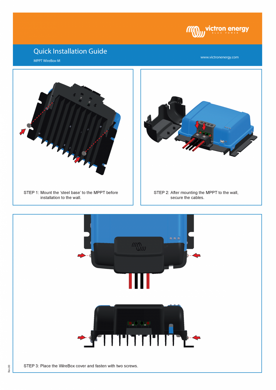 Pagina 1-Ghid de instalare rapida pentru accesorii panouri fotovoltaice - MPPT-Wire-Box-M Victron Energy MPPT...