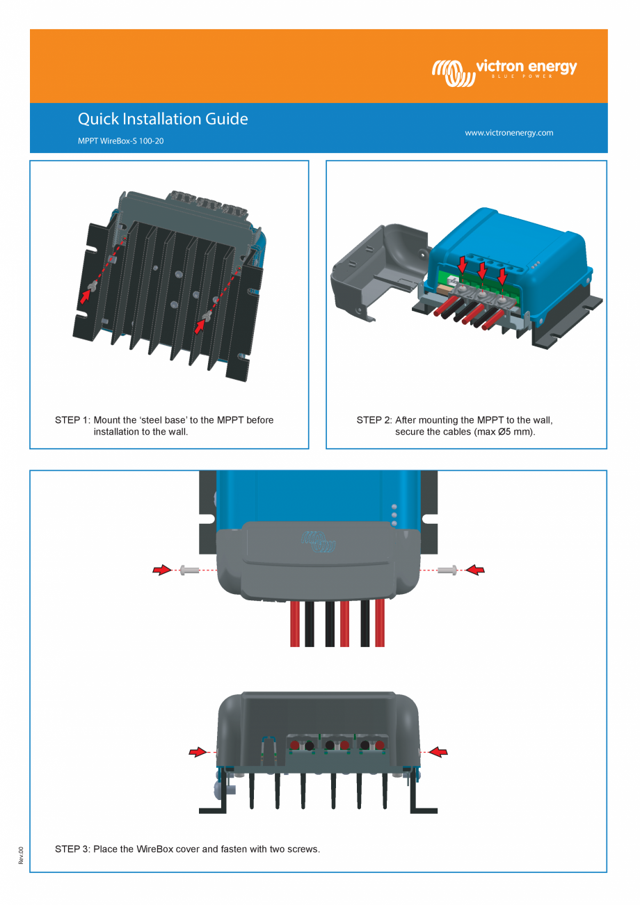 Pagina 1-Ghid de instalare rapida pentru accesorii panouri fotovoltaice - MPPT-WireBox-S-100_20 Victron...