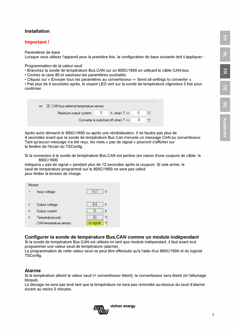Pagina 25 - Manual de utilizare - Senzor de temperatura Victron Energy CAN-bus Instructiuni montaj, ...