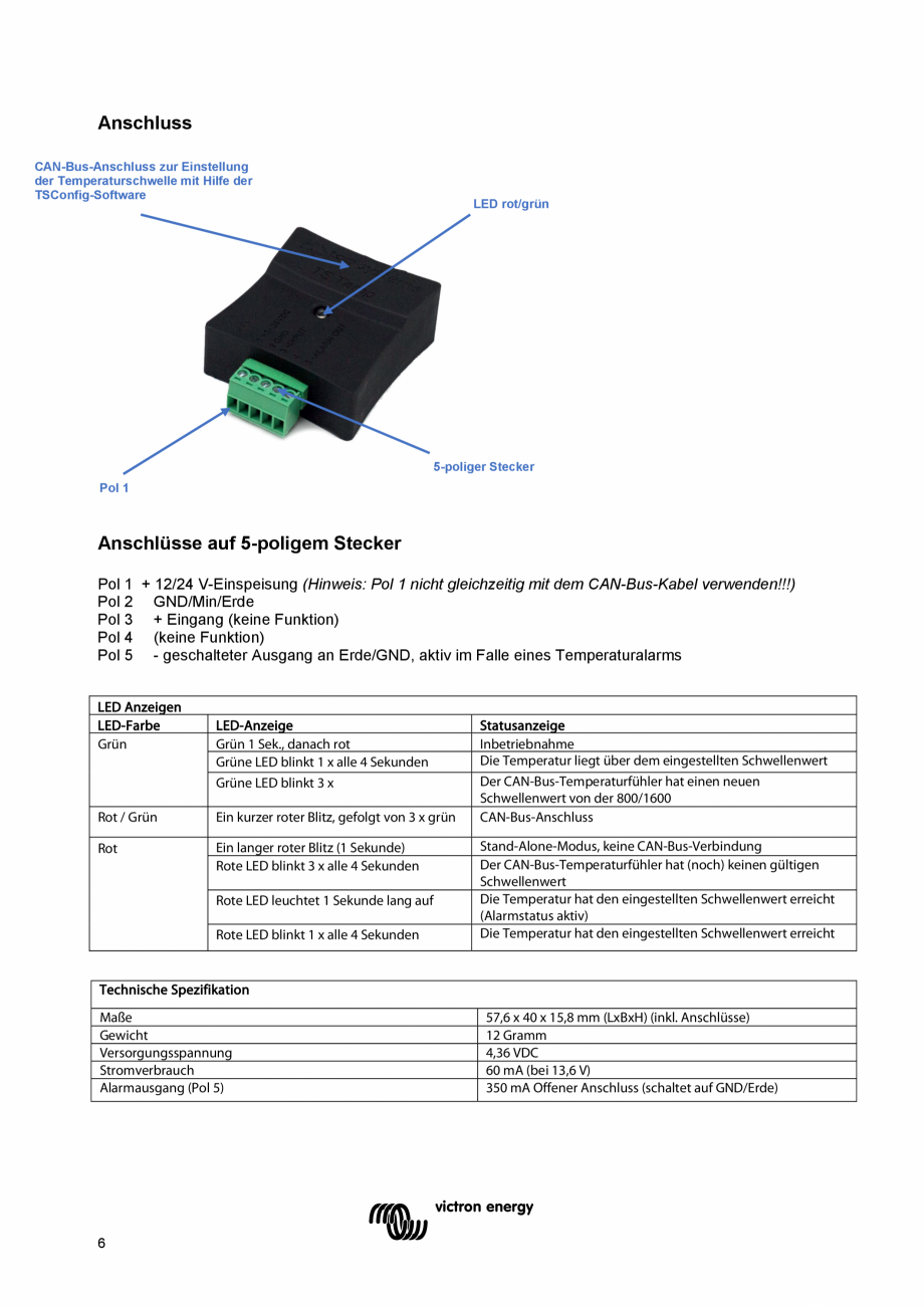 Pagina 32 - Manual de utilizare - Senzor de temperatura Victron Energy CAN-bus Instructiuni montaj, ...