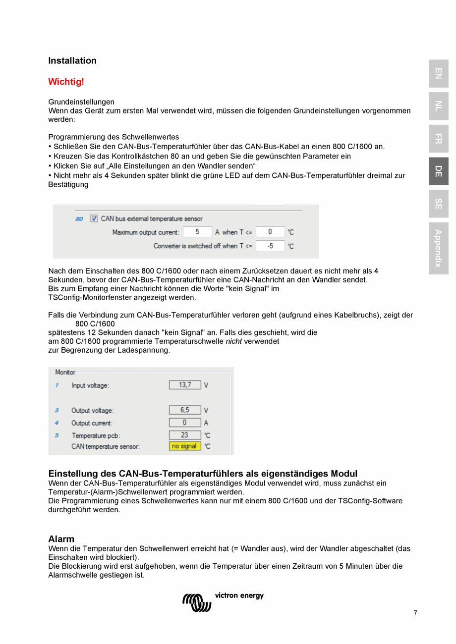Pagina 33 - Manual de utilizare - Senzor de temperatura Victron Energy CAN-bus Instructiuni montaj, ...