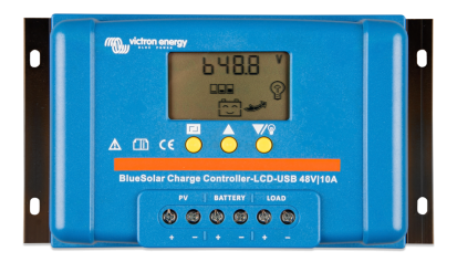 Regulator de incarcare solara BlueSolar PWM LCD USB 48V-10A (vedere de sus) BlueSolar PWM (DUO) Regulator