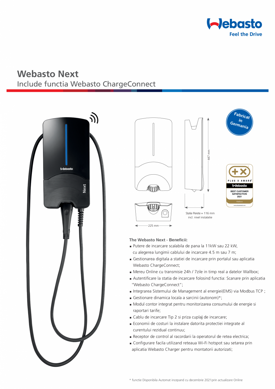 Pagina 1-Statie de incarcare Webasto NEXT 11KW, NEXT 22KW Fisa tehnica Romana Webasto Next
Include functia...