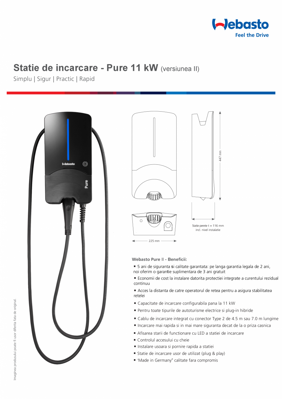 Pagina 1-Statie de incarcare Webasto PURE 11KW  Fisa tehnica Romana Statie de incarcare - Pure 11 kW...