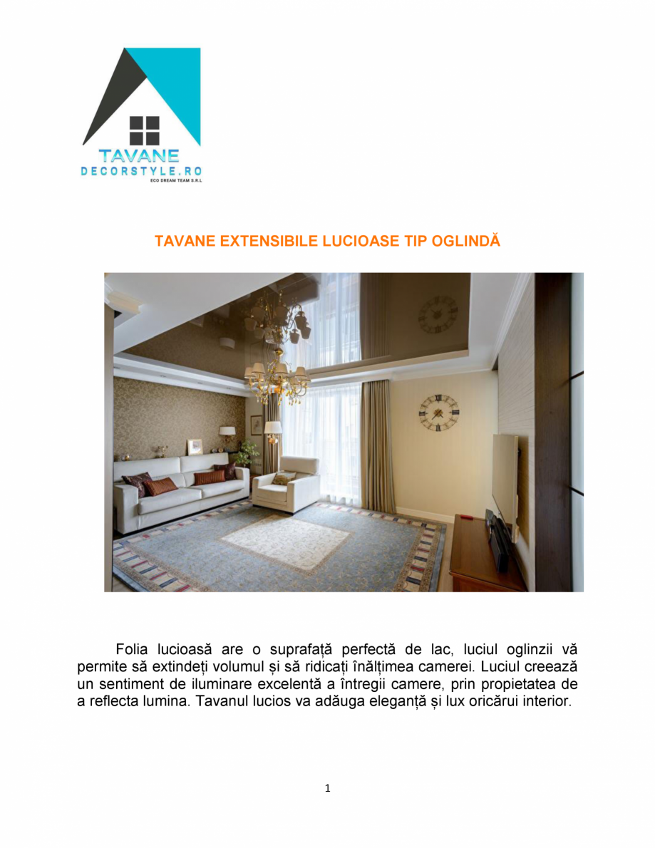Pagina 1-Tavane extensibile lucioase tip oglinda ECO DREAM TEAM Decorstyle Catalog, brosura Romana TAVANE...