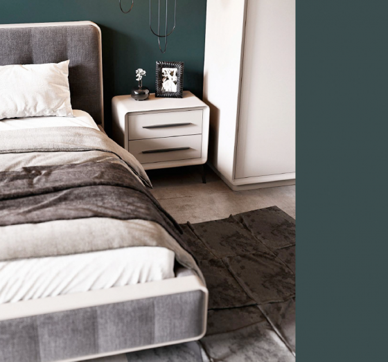 MAVIS Modena - detaliu noptiera alba - Mobilier pentru dormitor din lemn masiv MAVIS