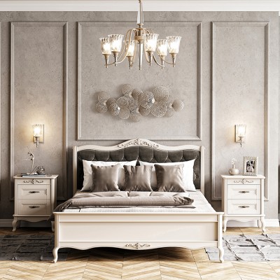 MAVIS Dormitor Palermo - dormitor finisaj vopsit pat cu sculptura - Mobilier pentru dormitor din lemn