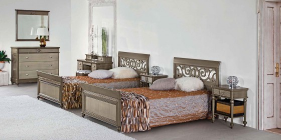 MAVIS Dormitor copil gri Monte Cristo - Mobilier pentru dormitor din lemn masiv MAVIS