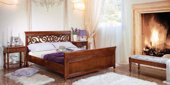 MAVIS Set pat traforat noptiere nuc Monte Cristo - Mobilier pentru dormitor din lemn masiv MAVIS