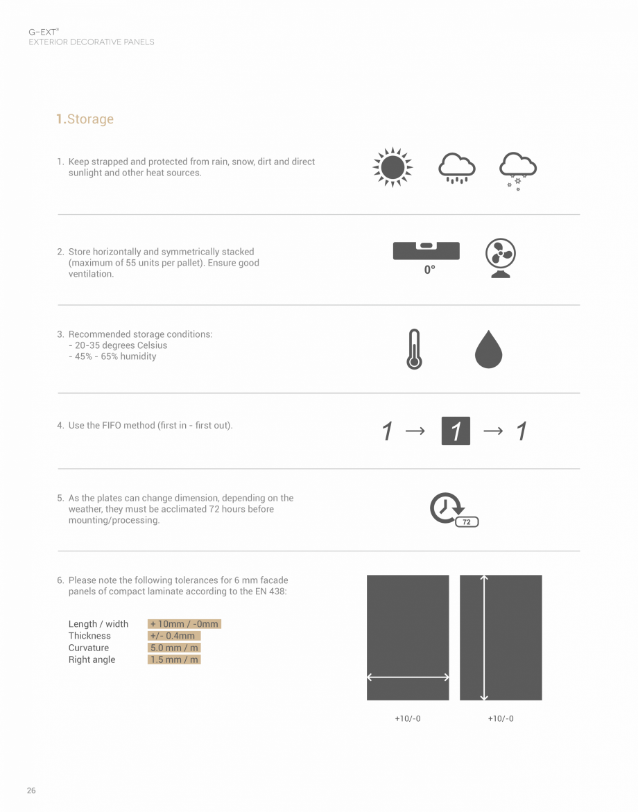 Pagina 1-Instructiuni manipulare si depozitare - Placi HPL pentru exterior G-Ext SOLID COLORS, STONE,...