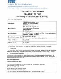 Certificat reactie la foc - placi din fibrociment pentru fatade