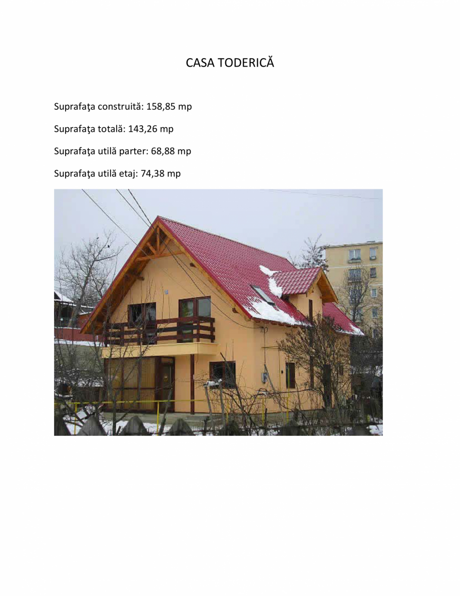 Pagina 1-Casa prefabricata Toderica DOXAR Lucrari, proiecte Romana CASA TODERICĂ
Suprafaţa construită: 158...