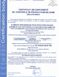 Certificat de conformitate a controlului productiei in fabrica 14250
