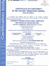 Certificat de conformitate a controlului productiei in fabrica 14081