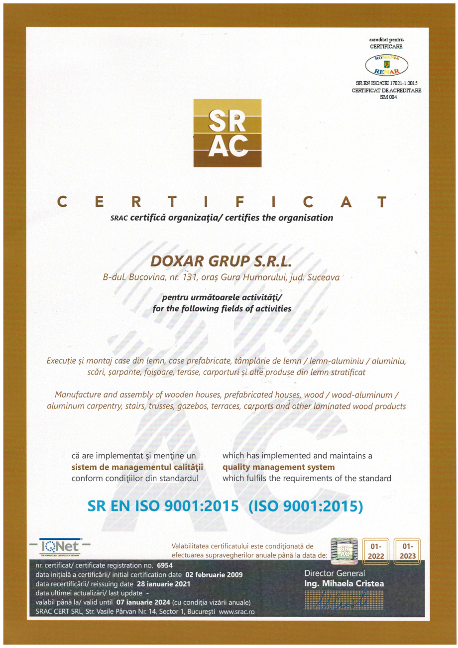Pagina 2-Certificat ISO 9001 DOXAR Certificare produs roatia DQS Hotding Gr;.bH Germang FCAY Brazil...