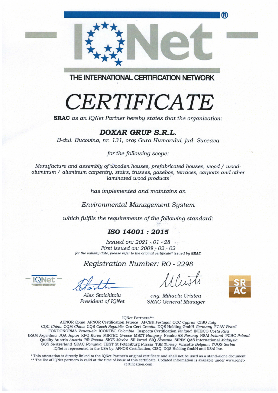 Pagina 1-Certificat ISO 14001 DOXAR Certificare produs r--_I

l t#

Net

TH E I NTERMTIONAL CEHfl FICA]]ON
...