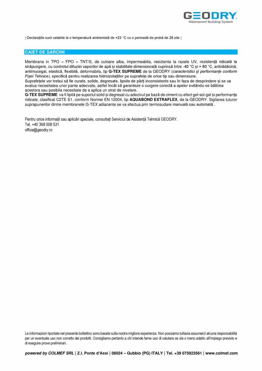Pagina 4-Membrană din TPO – FPO – TNT/S GEODRY G-TEX SUPREME Fisa tehnica Romana e sub 4%, plane...
