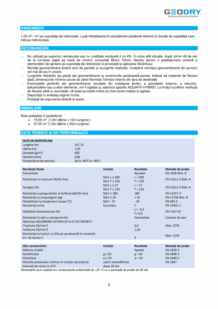 Pagina 4-Membrană din FPO hidroizolantă GEODRY G-TEX INFINITY Fisa tehnica Romana ICARE
G-TEX INFINITY,...
