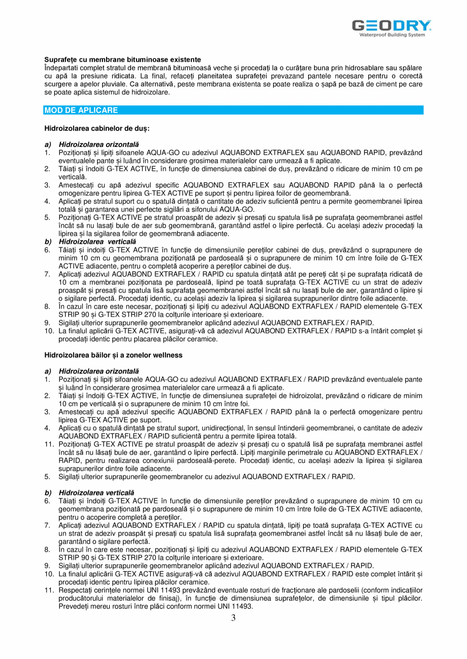 Pagina 3-Membrană din FPO hidroizolantă GEODRY G-TEX ACTIVE Fisa tehnica Romana mișcărilor și a...