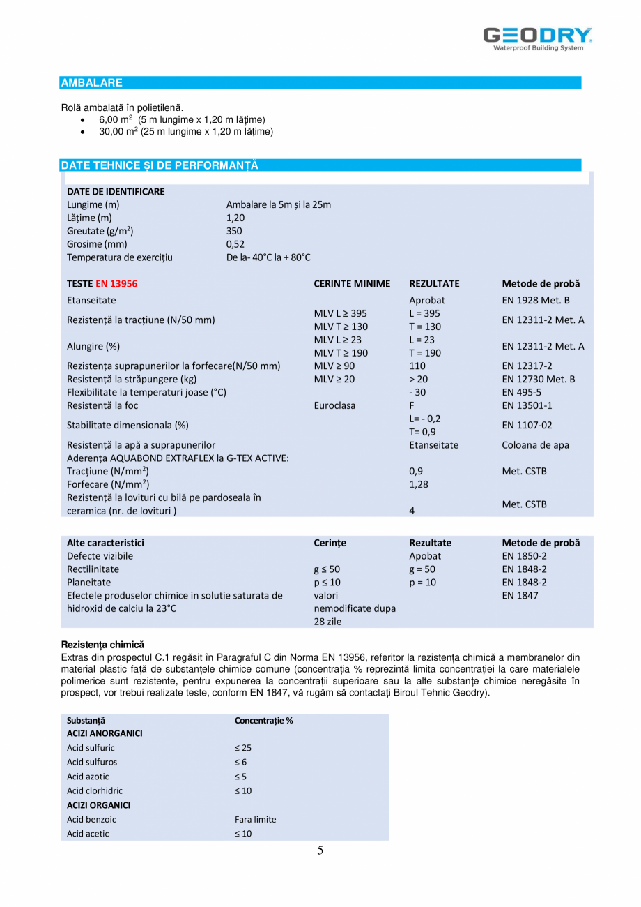 Pagina 5-Membrană din FPO hidroizolantă GEODRY G-TEX ACTIVE Fisa tehnica Romana tâni arteziene sau orice...