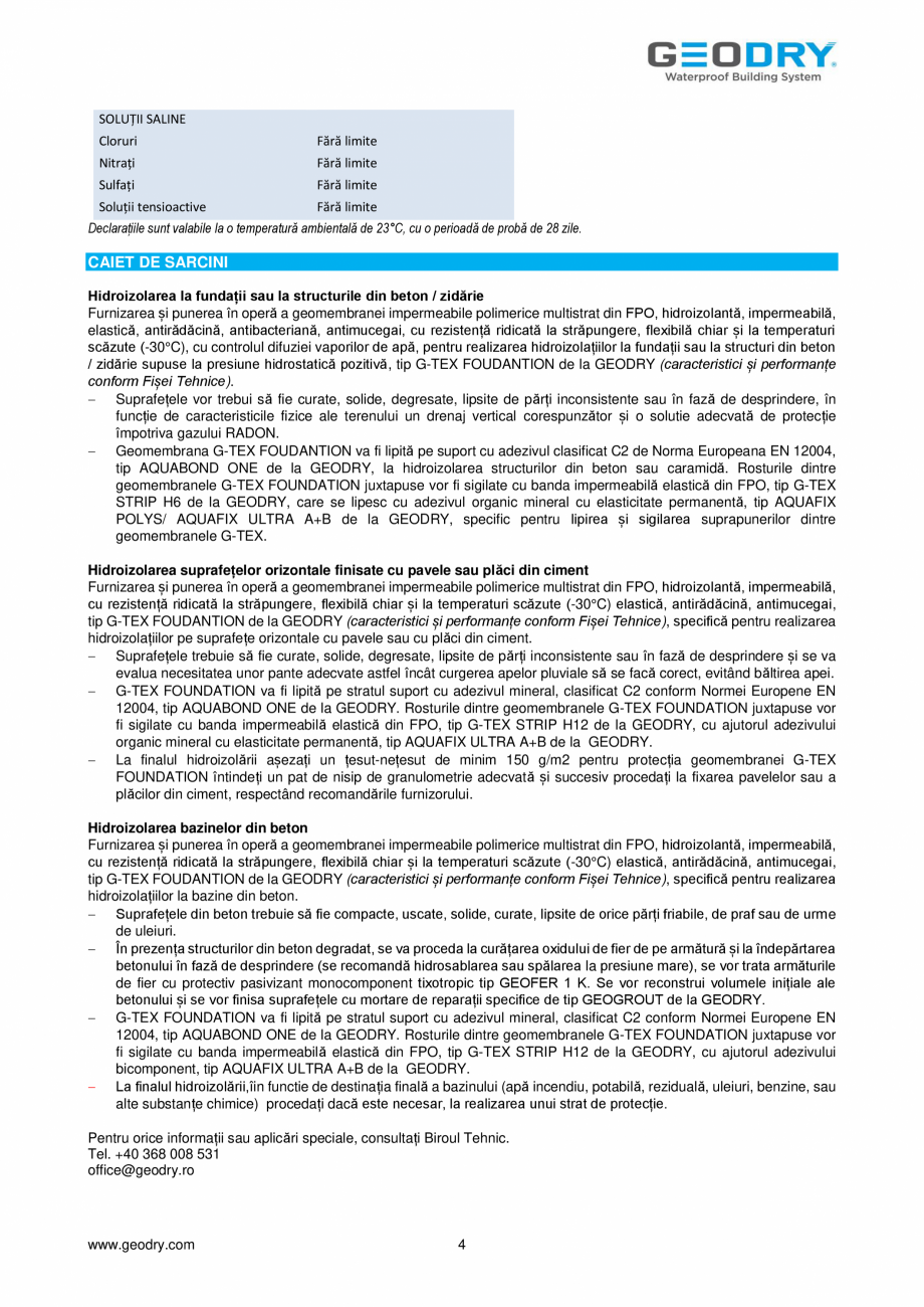 Pagina 4-Membrană din FPO hidroizolantă GEODRY G-TEX FOUNDATION Fisa tehnica Romana , trebuie să fie...