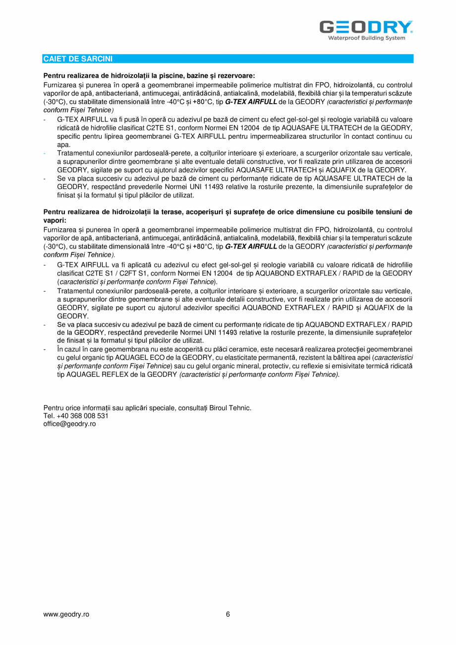 Pagina 6-Membrană din FPO hidroizolantă GEODRY G-TEX AIRFULL Fisa tehnica Romana e și să aibă un...