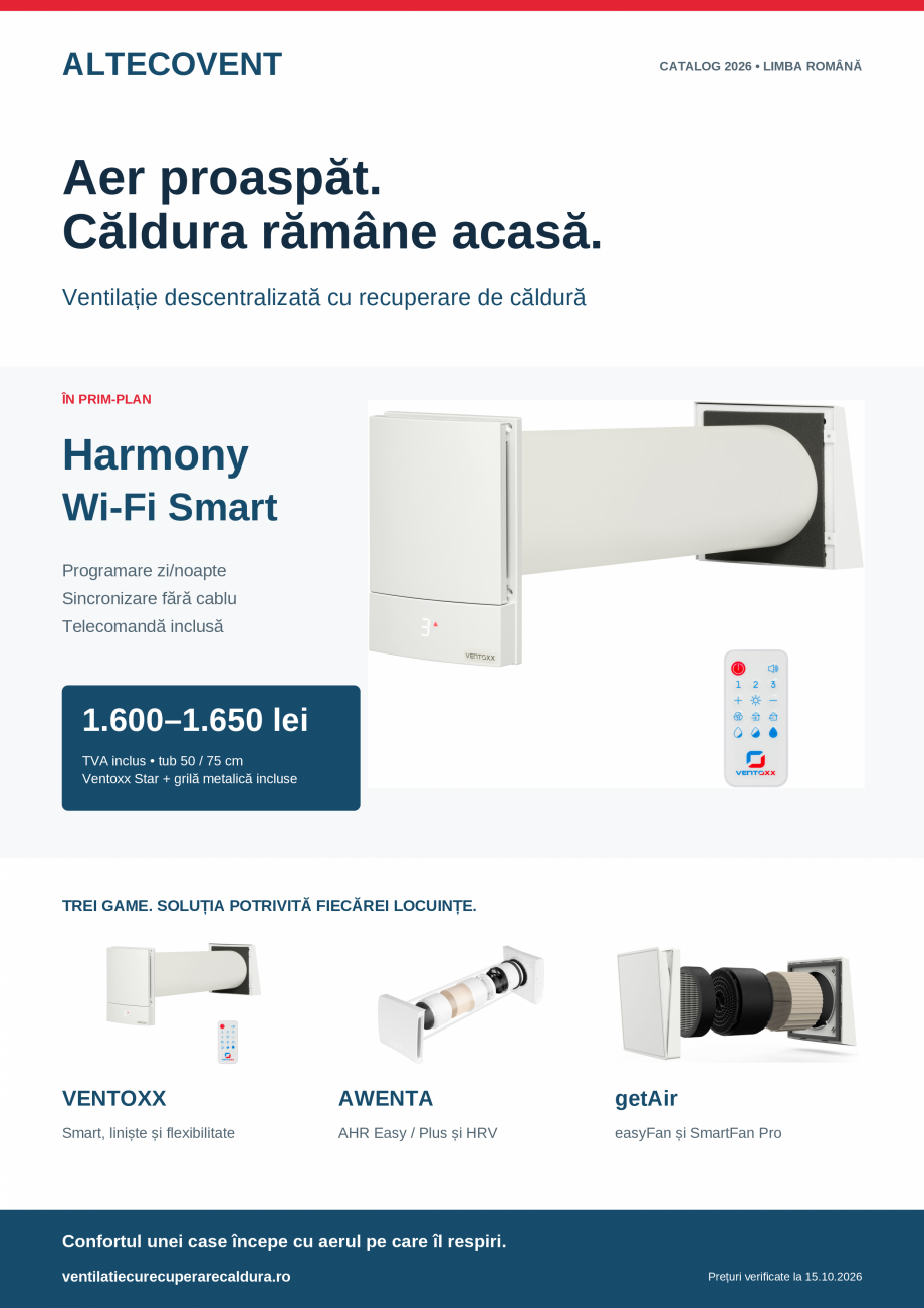 Pagina 1-Ventilatie descentralizata- Ventoxx - Awenta- Getair  Catalog, brosura Romana ALTECOVENT

CATALOG...