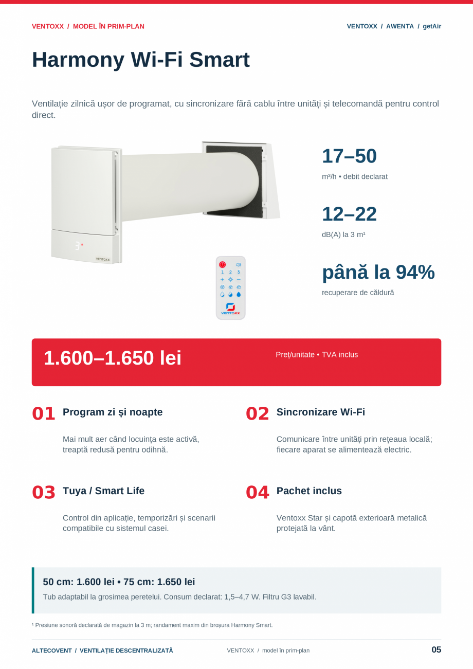 Pagina 5-Ventilatie descentralizata- Ventoxx - Awenta- Getair  Catalog, brosura Romana rogram zi/noapte
...