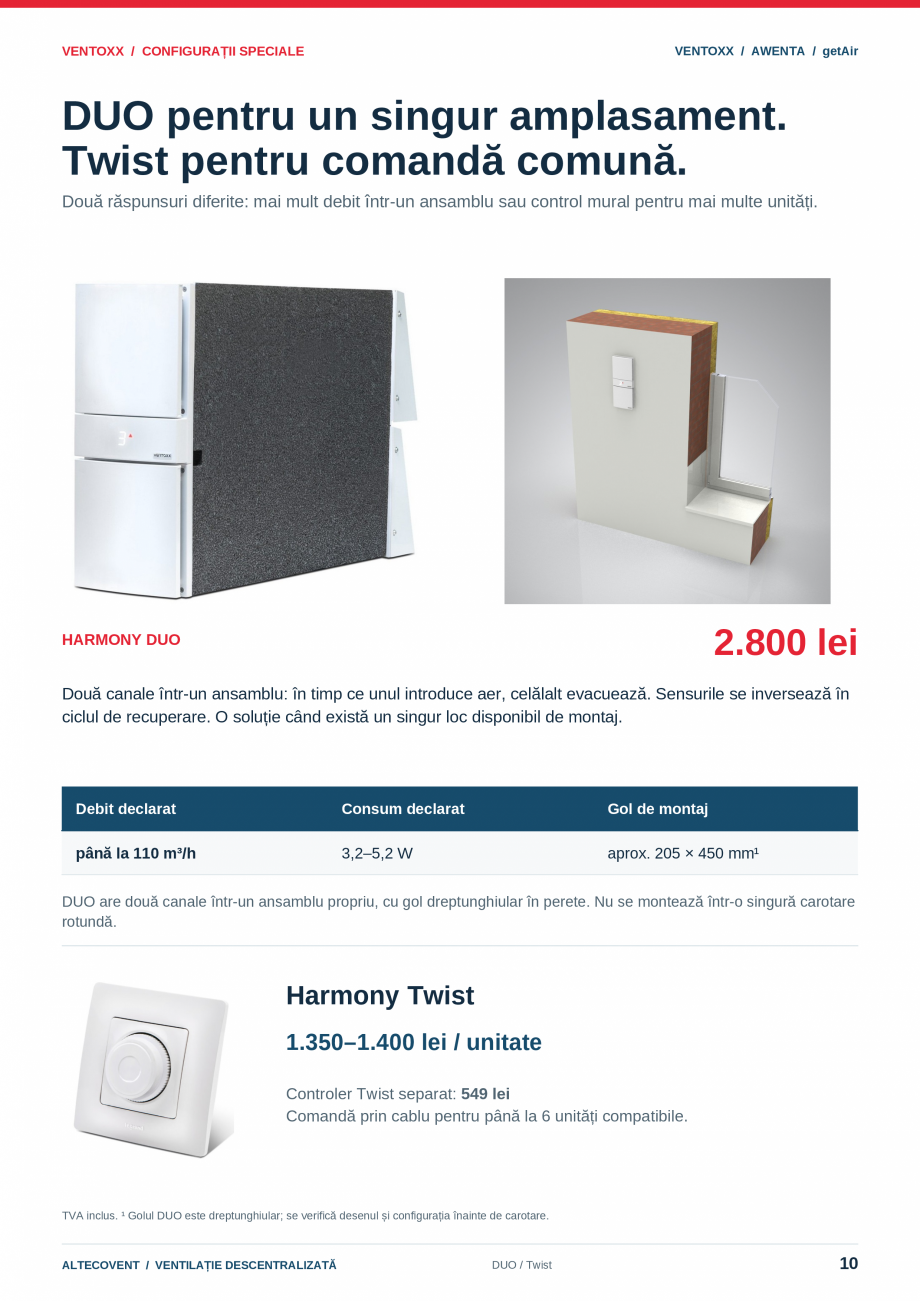 Pagina 10-Ventilatie descentralizata- Ventoxx - Awenta- Getair  Catalog, brosura Romana ră spațiul necesar...
