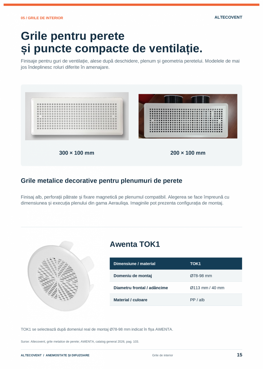Pagina 15-Anemostate-Difuzoare-Altecovent-2026  Catalog, brosura Romana  reducerea zgomotului transmis prin...