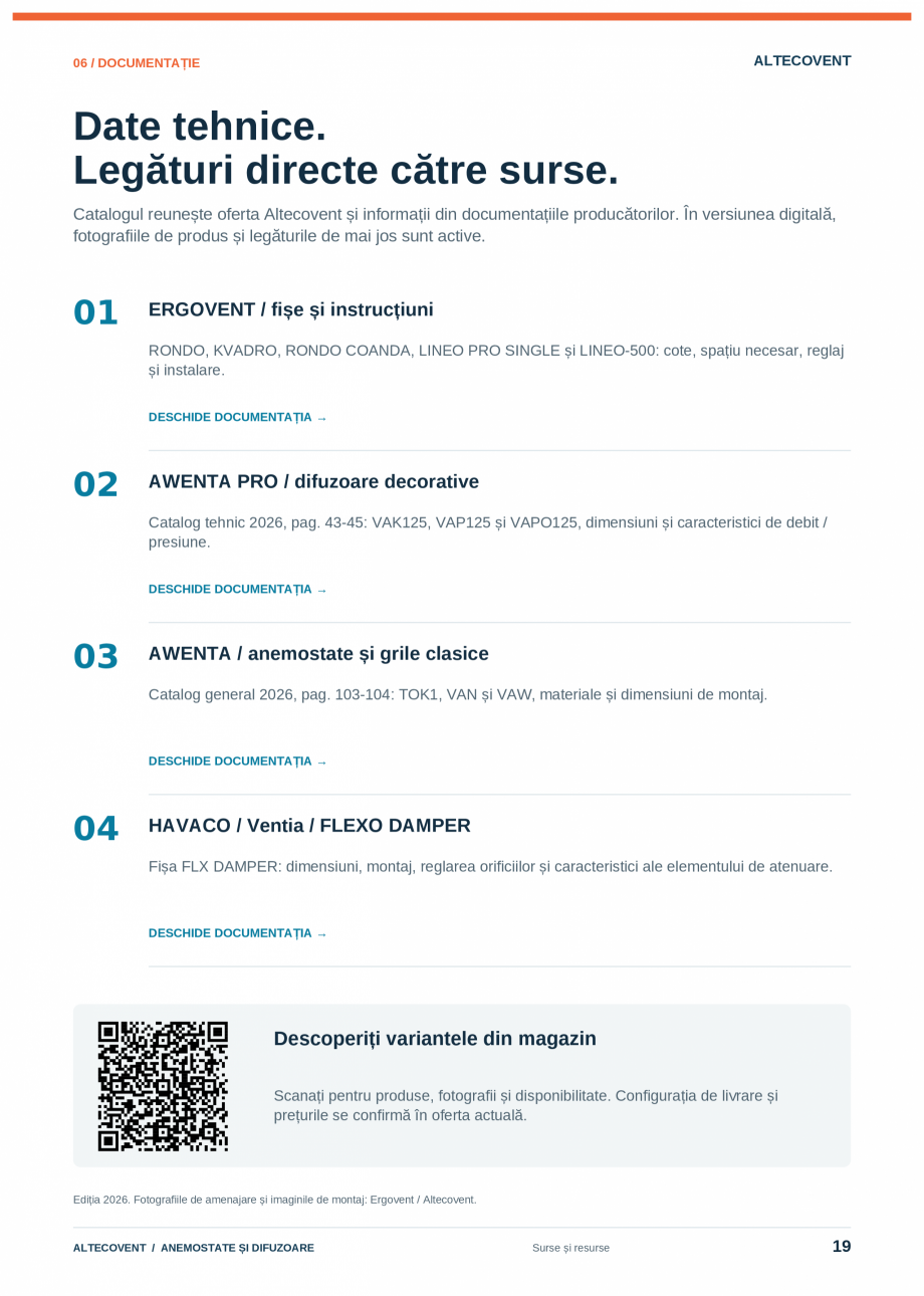 Pagina 19-Anemostate-Difuzoare-Altecovent-2026  Catalog, brosura Romana DA, LINEO PRO SINGLE și LINEO-500:...