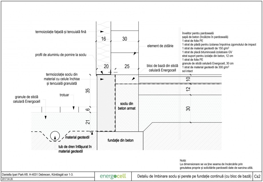 Pagina 1 - CAD-DWG Detaliu de imbinare soclu si perete pe fundatie continua (cu bloc de baza)...