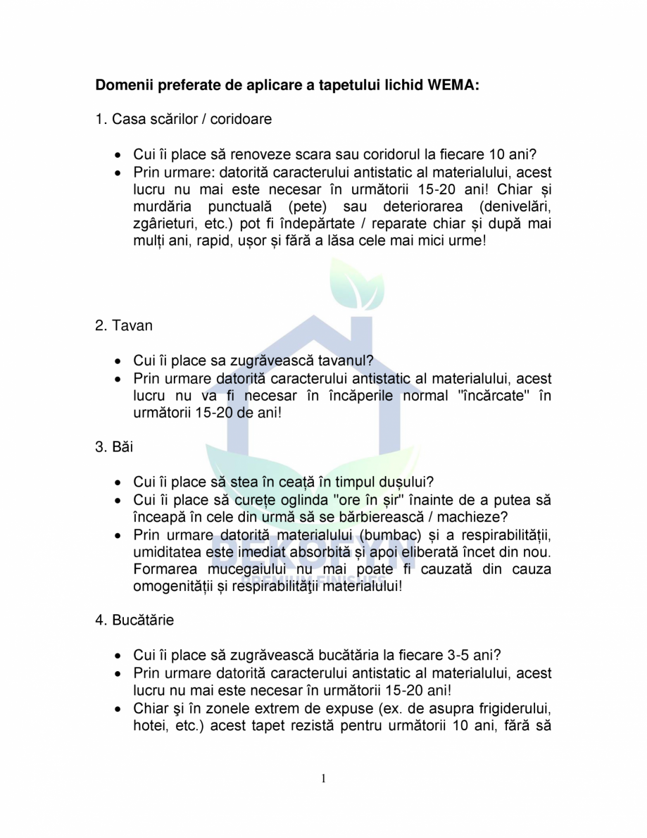 Domenii Preferate De Aplicare A Tapetului Lichid Dekofyn Wema Catalog Brosura Romana