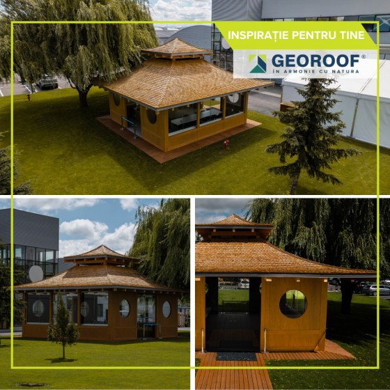GEOROOF Casa cu acoperis din sindrila - Sindrila din lemn pentru acoperisuri GEOROOF