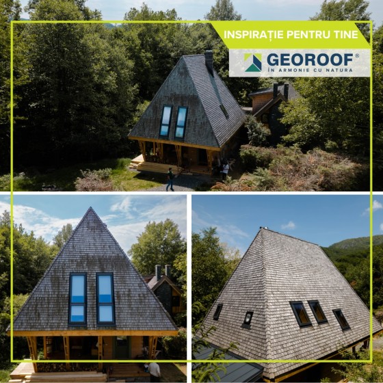 GEOROOF Acoperis cu sindrila din lemn de stejar - Sindrila din lemn pentru acoperisuri GEOROOF