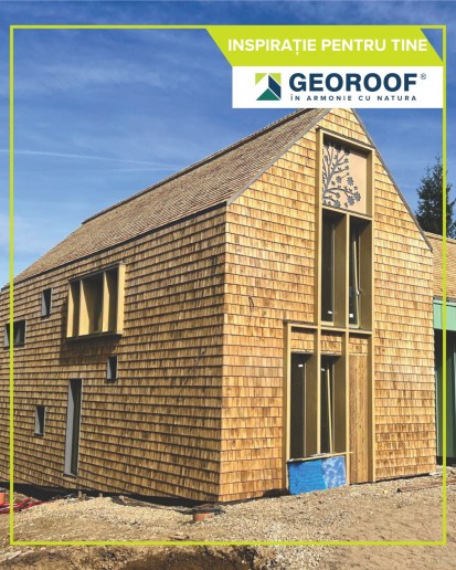 Detaliu casa OAK SHINGLE Șindrila din lemn de stejar pentru acoperiș natural