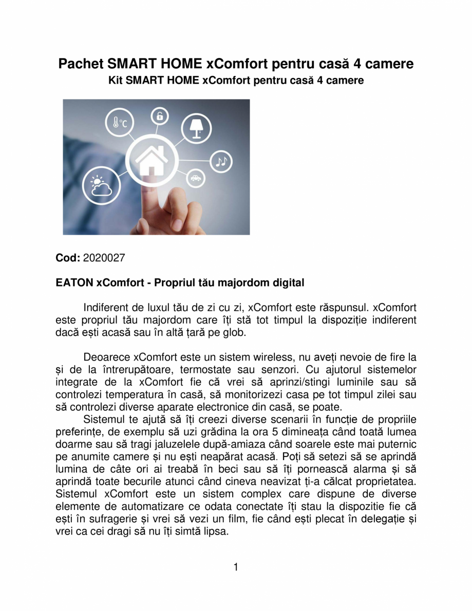Pagina 1-Pachet SMART HOME xComfort pentru casa 4 camere EATON 4 camere SMART HOME Catalog, brosura Romana...