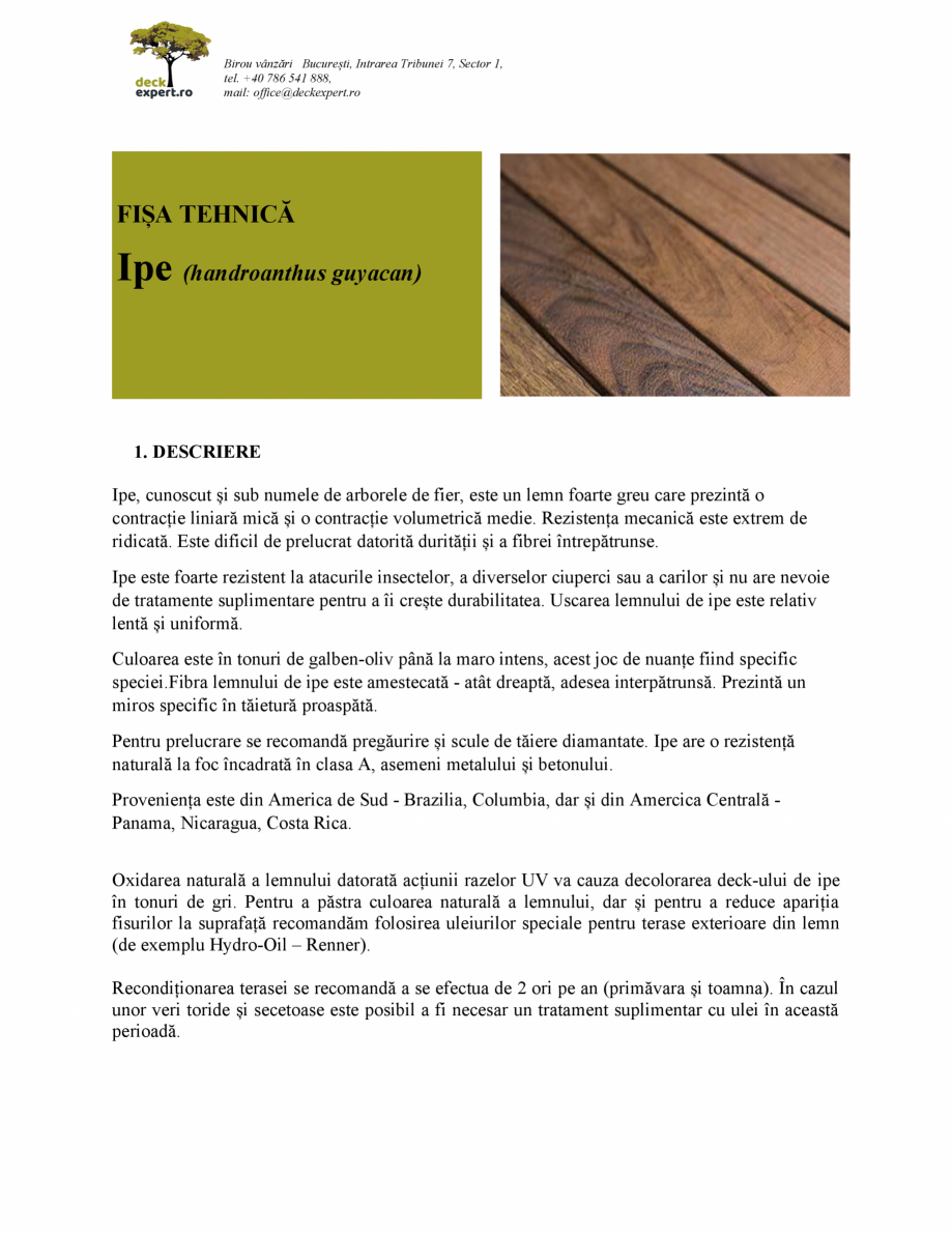 Pagina 1-Lemn exotic pentru decking deckexpert.ro IPE Fisa tehnica Romana Birou vânzări București,...