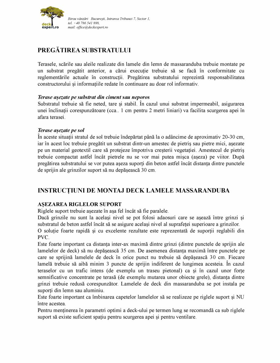 Pagina 2-Instructiuni montaj decking deckexpert.ro MASSARANDUBA Instructiuni montaj, utilizare Romana rea...