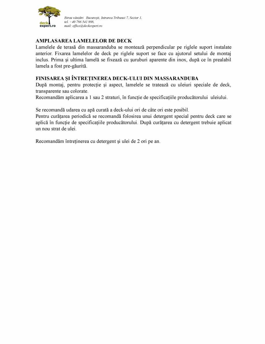 Pagina 3-Instructiuni montaj decking deckexpert.ro MASSARANDUBA Instructiuni montaj, utilizare Romana rea...