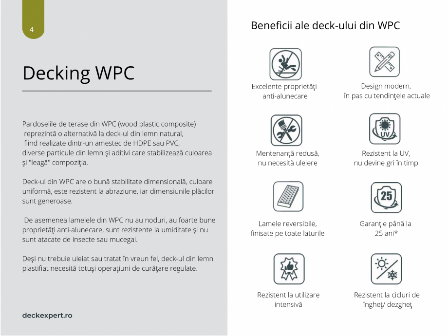 Pagina 4-Catalog produse Deck WPC deckexpert.ro DUNA, GALA, SOLID Certificare produs Romana Gala este...