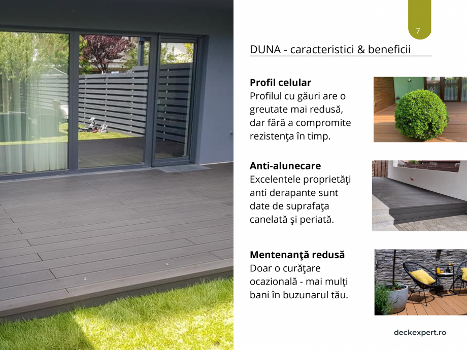 Pagina 7-Catalog produse Deck WPC deckexpert.ro DUNA, GALA, SOLID Certificare produs Romana 