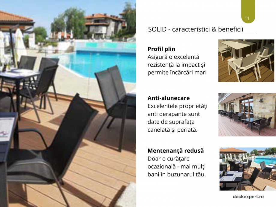 Pagina 11-Catalog produse Deck WPC deckexpert.ro DUNA, GALA, SOLID Certificare produs Romana 