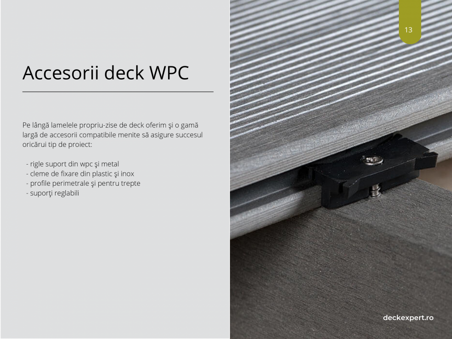 Pagina 13-Catalog produse Deck WPC deckexpert.ro DUNA, GALA, SOLID Certificare produs Romana 