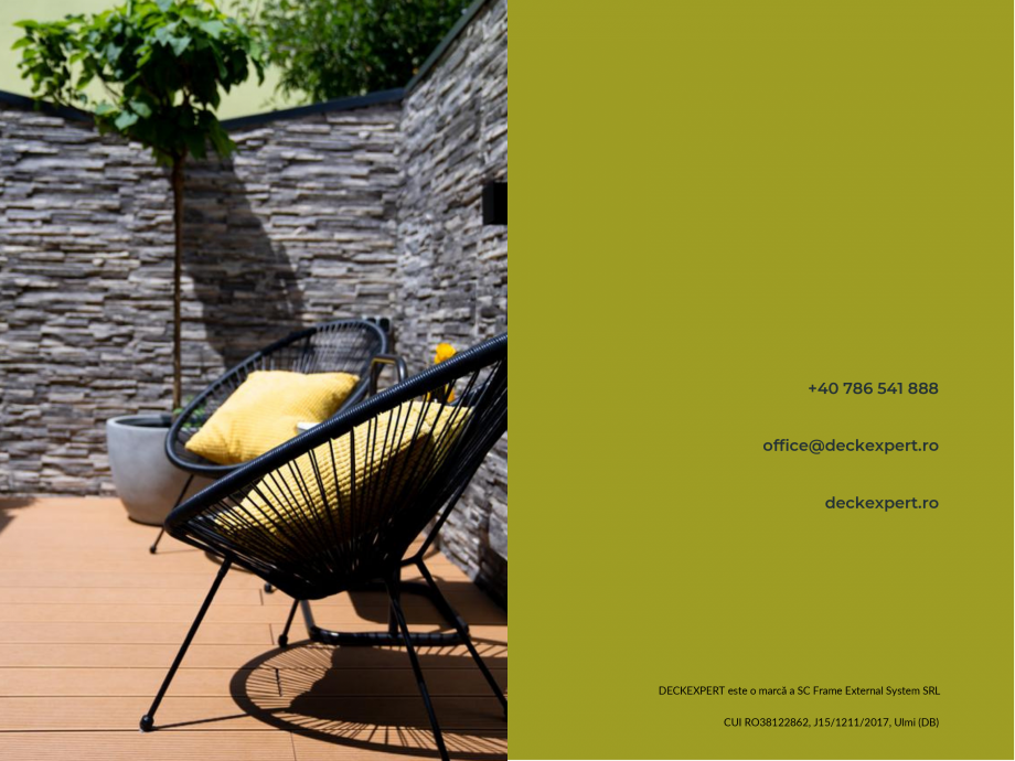 Pagina 15 - Catalog produse Deck WPC deckexpert.ro DUNA, GALA, SOLID Certificare produs Romana 