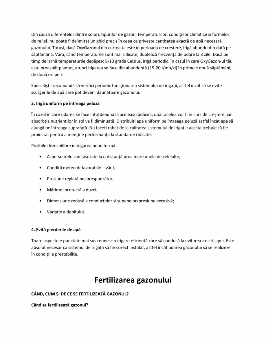 Pagina 5 - Ghid intretinere gazon OxyGazon Catalog, brosura Romana gazonului.
Fertilizează eficient...