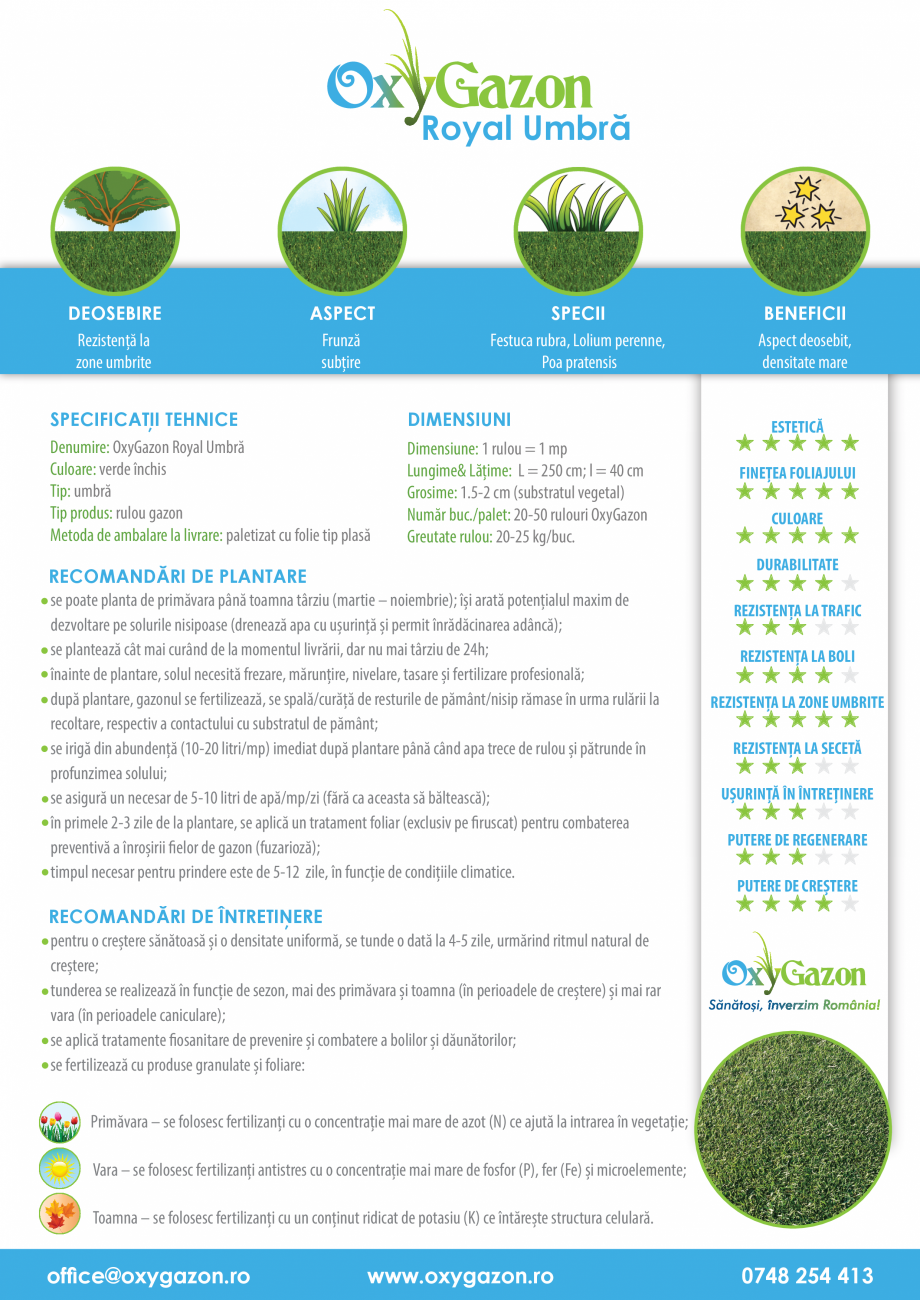 Pagina 1-Rulouri de gazon OxyGazon Royal Umbra Fisa tehnica Romana Royal Umbră

DEOSEBIRE
Rezistență la...