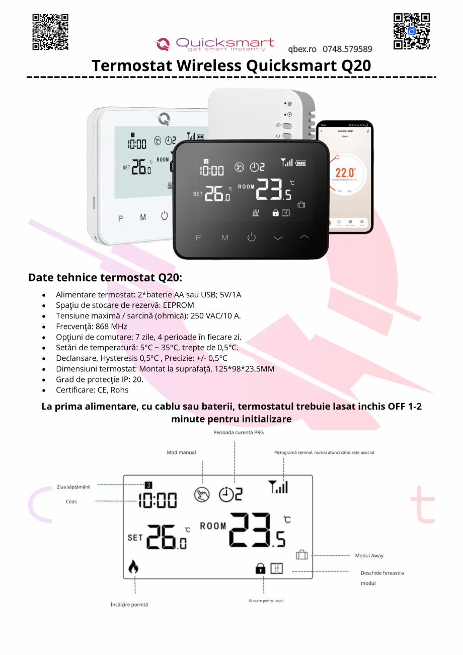 Pagina 1-Manual termostat Q20 Wifi QUICKSMART Kit 2xQ20/ 6 termostat, Kit  Q20 8/16 zone/ 6t ermostate, Kit...