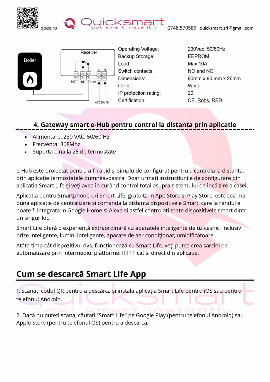Manual kit Qsmart Q20 QUICKSMART Kit 2xQ20/ 6 termostat, Kit Q20 8/16